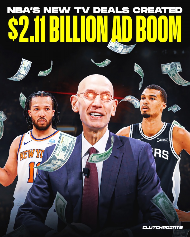 萧华稳如泰山?NBA新版权协议生效首赛季 广告收入飙升至21亿美元 萧华稳如泰山?NBA新版权协议生效首赛季 广告收入飙升至21亿美元